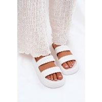 Love Lace Women's Lightweight Foam Platform Flip Flops Two Strap Comfort All Day in White | Size: 7.5