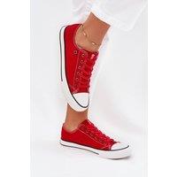Love Lace Women's Big Star Classic Low Cut Textile Sneakers with Rubber Sole in Red | Size: 4.5