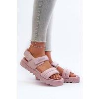 Love Lace Women's Big Star Platform Velcro Sandals for Comfortable Summer Steps in Pink | Size: 6.5