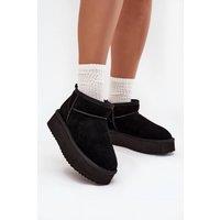Love Lace Women's Vinceza Suede Fur Lined Warm Slip On Platform Snow Boots in Black | Size: 7.5