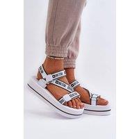 Love Lace Women's Big Star Velcro Platform Sandals for Summer Comfort Casual in White | Size: 4.5