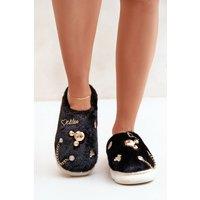 Love Lace Women's Trendy Fur Home Slippers with Soft Warm Comfort for Cold Days in Black | Size: 6