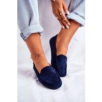 Love Lace Women's Moccasin Flat Slip On Natural Foam Comfort Shoes in Blue | Size: 4.5