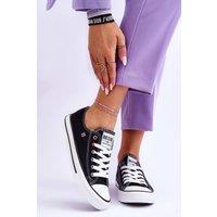 Love Lace Women's Low Classic Lace Up Sneakers Old School Comfort Non Slip Sole in Black | Size: 8.5