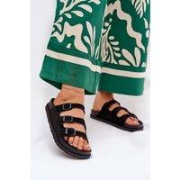 Love Lace Women's Adjustable Strap Suede Slip On Sandal Slippers Comfort Fit in Black | Size: 6.5