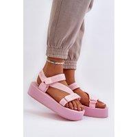Love Lace Women's Big Star Step In Style Platform Velcro Sandals for Summer in Pink | Size: 4.5