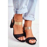 Love Lace Women's Comfortable Heel Sandals with Insole & Zirconia Strap in Black | Size: 7.5