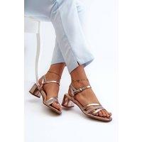 Love Lace Women's Charming Block Heel Sandals with Triple Front Straps Buckle in Pink | Size: 4.5