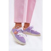 Love Lace Women's Sport Shoes Suede Low Cut Rounded Toe Lace Up Classic in Violet | Size: 5.5