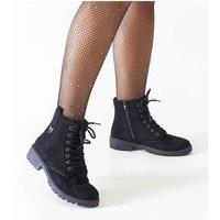 Love Lace Women's Insulated Platform Work Boots Almond Toe Ankle High Winter in Black | Size: 4.5