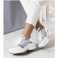 Love Lace Women's Ann Wedge Sneakers with White Rubber Sole for Summer Comfort in Grey | Size: 6.5