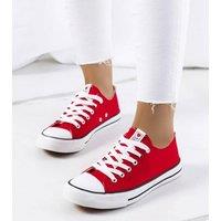 Love Lace Women's Kolind Classic Lace Up Sneakers with White Rubber Sole Summer in Red | Size: 4.5