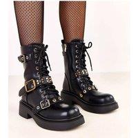 Love Lace Women's Stylish Ankle Booties with Stud Straps & Side Zipper Comfort in Black | Size: 4.5