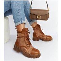Love Lace Women's Waldeck Trapper Winter Lace Up Ankle Boots with Insulation in Brown | Size: 6.5