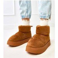 Love Lace Women's Ankle Snow Boots Fur Lined Round Toe Low Platform Winter Comfort in Brown | Size: 6.5