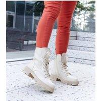 Love Lace Women's Accadia Ankle High Lace Up Beaded Insulated Winter Boots in Beige | Size: 7.5