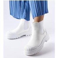 Love Lace Women's Slip On Bagger Boots with Rubber Inserts for Autumn Winter Comfort in White | Size: 6.5