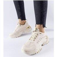 Love Lace Women's Sporty Laudes Lace Up Sneakers with Rubber Sole for Spring in Beige | Size: 6.5