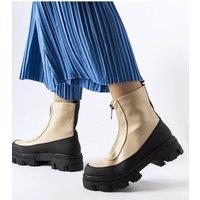 Love Lace Women's Winter Rubber Ankle Boots with Practical Side Zipper Comfort in Beige | Size: 6.5