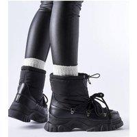 Love Lace Women's Insulated Waterproof Lace Up Snow Boots with Medium Heel in Black | Size: 6.5