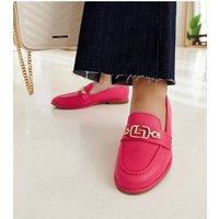 Love Lace Women's Summer Chain Detail Slip On Rubber Sole Moccasin Loafers in Pink | Size: 4.5