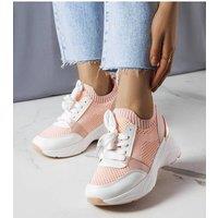 Love Lace Women's Wedge Sneakers Summer Casual Comfort White Rubber Sole Everyday in Pink | Size: 6.5