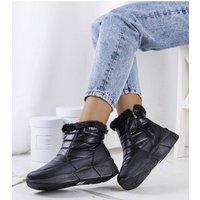 Love Lace Women's Lago Snow Boots with Warm Faux Fur Lining & Thick Sole in Black | Size: 6.5