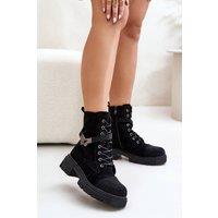 Love Lace Women's Soft Touch Suede Insulated Lace Zip Flat Warm Boots in Black | Size: 3.5