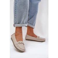 Love Lace Women's S Barski Moccasin Shoes with Rubber Sole & Ornament Comfort in Beige | Size: 3.5