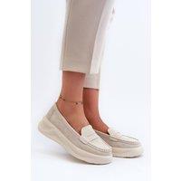 Love Lace Women's Natural Suede Moccasins Platform with Rounded Toe Comfort in Beige | Size: 3.5