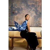 Silk and Bears Women's Indigo Blue Shibori Silk Scarf - Hand-Dyed Mulberry Silk Shawl Wrap, Wedding Guest & Evening Cover Up | Size: 10-12R