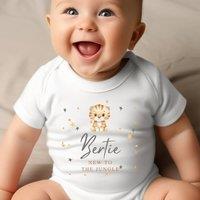 Aye Do Gifts Personalised New to the Jungle Tiger Baby Outfit: Vest in White | Size: 6-12 m