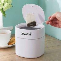 Basilico Countertop Compost Bin with Push-Touch Lid, 2L Tea Bag Bin in White