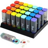 FINEWAY Monthly Pill Organiser with Stand 28 Day Colour-Coded Transparent in Clear