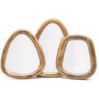 Serenityy Set of 3 Pebble-Shaped Wall Mirrors, Dark Brown Finish | Size: 3 Pack
