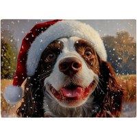 Warren Reed - Designer Christmas Springer Spaniel Glass Chopping Board