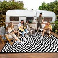 I Love Fancy Dress 6ft x 4ft Outdoor Rug for Garden Patio Waterproof Geometric Pattern in Black | Size: 120 cm x 180 cm