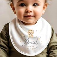 Aye Do Gifts Personalised New to the Jungle Tiger Baby Outfit: Bib in White