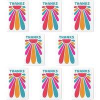 Wee Blue Coo Thank You Cards Sun Design Thanks Fun Blue Orange Pink Groovy 8 Pack