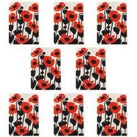 Wee Blue Coo Simple Poppy Flowers In Bloom Graphic Design Art Cards Pack of 8, A6 in Red | Size: 8 pack