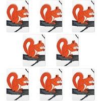 Wee Blue Coo Cute Red Squirrel On Tree Branch Bright Design Art Cards Pack of 8, A6 in Orange | Size: 8 pack