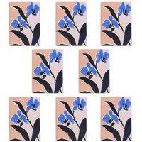Wee Blue Coo Abstract Blue Orchid Flower Floral Painting Art Cards Pack of 8, A6 | Size: 8 pack