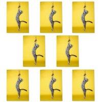 Wee Blue Coo Cat Toy Play Photography Yellow Art Cards Pack of 8 Any Occasion, A6 | Size: 8 pack