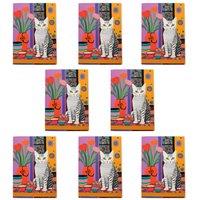 Wee Blue Coo Cat Lovers Folk Art Bright Floral Art Cards Pack of 8 Any Occasion, A6 | Size: 8 pack