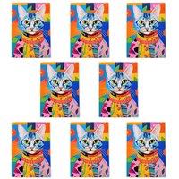 Wee Blue Coo The Cat In The Caftan Folk Art Cards Pack of 8 Any Occasion, Blank A6 | Size: 8 pack