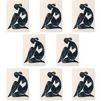Wee Blue Coo Woman Abstract Minimalism Figure Female Painting Art Cards Pack of 8 in Grey | Size: 8 pack