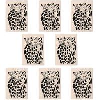 Wee Blue Coo Cheetah Spots Couple Him Her Art Cards Pack of 8 Any Occasion, A6 in Black | Size: 8 pack