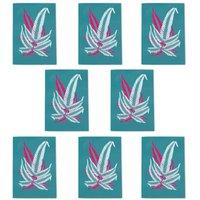 Wee Blue Coo Fern Teal & Pink Botanical Art Cards Pack of 8 Any Occasion Blank A6 in Blue | Size: 8 pack