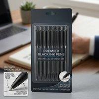 Bedsland 8 Technoline Black Ink Pens Smooth Writing Ballpoint Pens