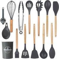 Nordara 14Pcs Silicone Kitchen Utensils Set Nonstick Spatula Turner Spoon Kit in Black | Size: 10 Pack